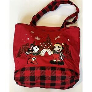 Disney Holiday Mickey‎ Mouse and Minnie Candy Cane Heart Tote Bag